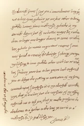 Facsimile di una lettera datata 10 agosto 1623 da Giacomo I a Principe Carlo, stampata da Manzi Joyant & Co. Parigi, 1904